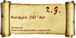 Kurgyis Zádor névjegykártya